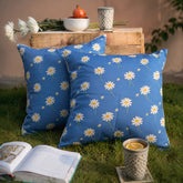 Blue Daisy Breeze Charm Printed Cushions Covers Pack of 2