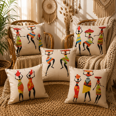 Dancing African Printed Cushion Covers Pack of 5