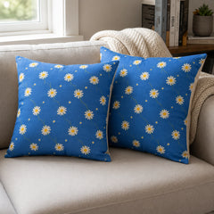 Blue Daisy Breeze Charm Printed Cushions Covers Pack of 2
