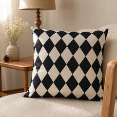 Linen Black and Off-White Printed Cushion Covers Pack of 4