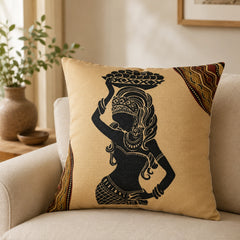 African Beige Printed Cushion Covers - Pack of 3