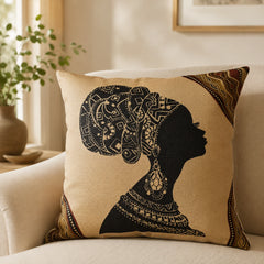 African Beige Printed Cushion Covers - Pack of 3