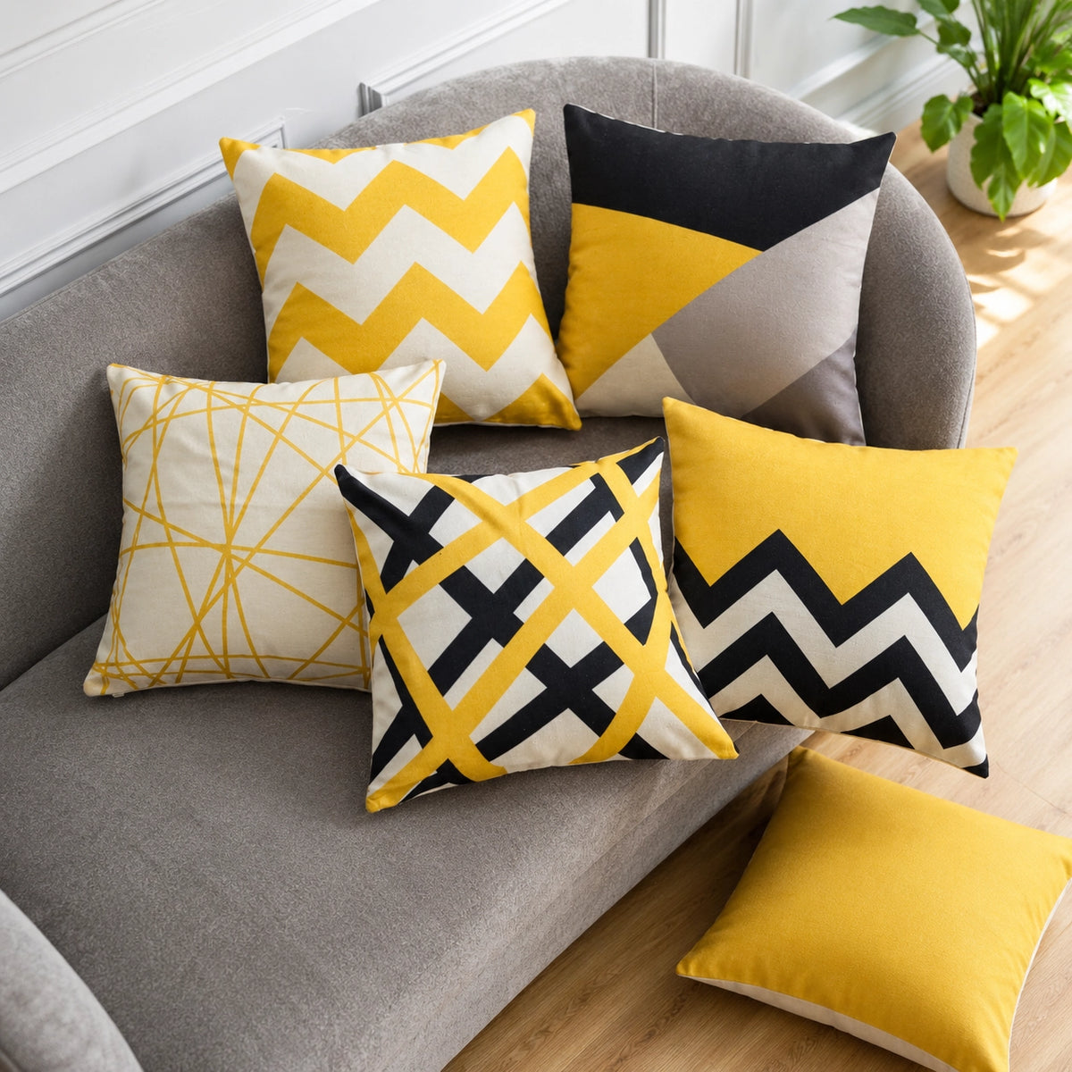 Golden collection Printed Cushion Covers Pack of 5