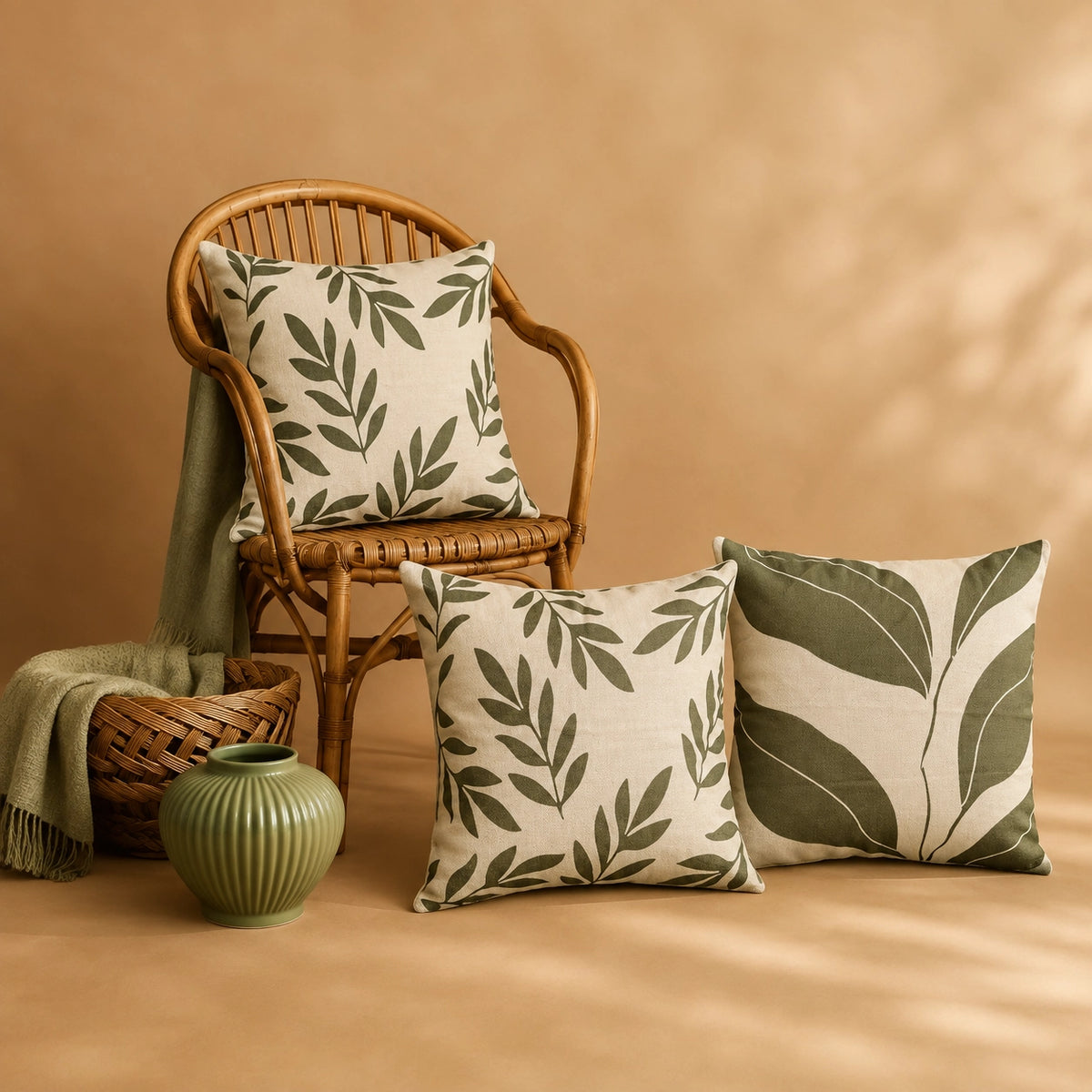 Boho Leaves Printed Cushion Cover Pack Of 2