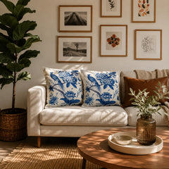 Blue Serenity Bird Printed Cushions Cover Pack of 2