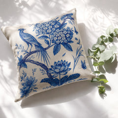 Blue Serenity Bird Printed Cushions Cover Pack of 2