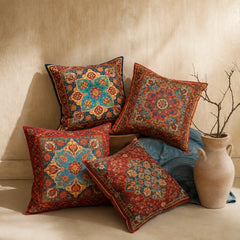 Vibrant Oriental Printed Cushion Cover pack of 4