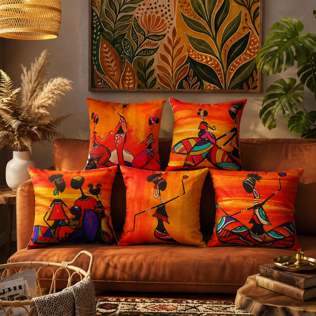 Egyptian Cleopatra Printed Cushion Covers Pack of 5